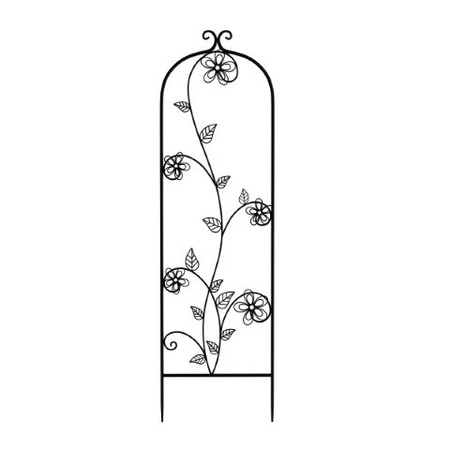 NATURE SPRING Garden Trellis for Climbing Plants with Decorative Curving Flower Stem Metal Panel | Black 905950NVW